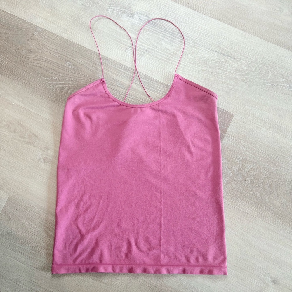 Free People Special Edition Longline Skinny Strap Brami Cross Back Pink Sz M/L